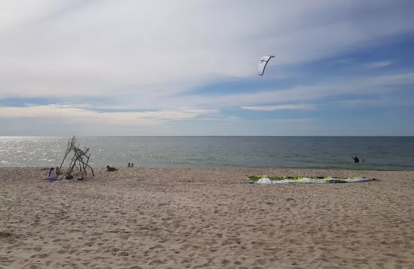 kitesurfing in Nida Beach